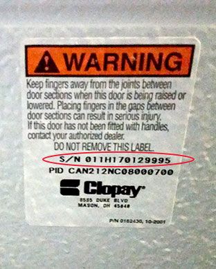 Clopay Garage Door Serial Number