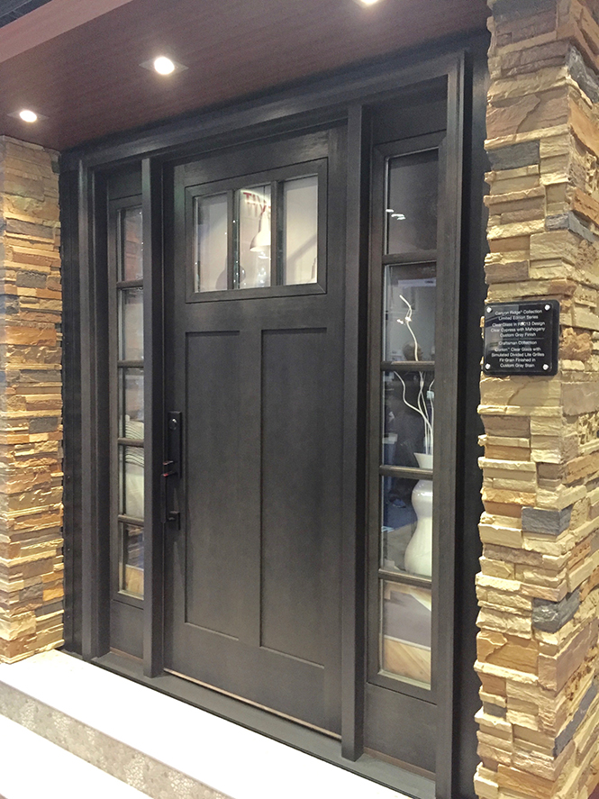 Craftsman Collection entry door with custom gray finish